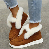 Botas de nieve cálidas de piel de ante y felpa